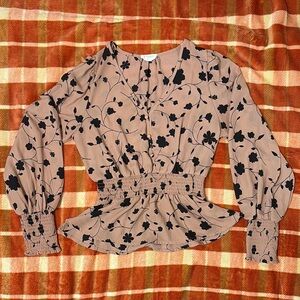 Sienna Sky Mauve Smocked Blouse with Peter Pan Collar